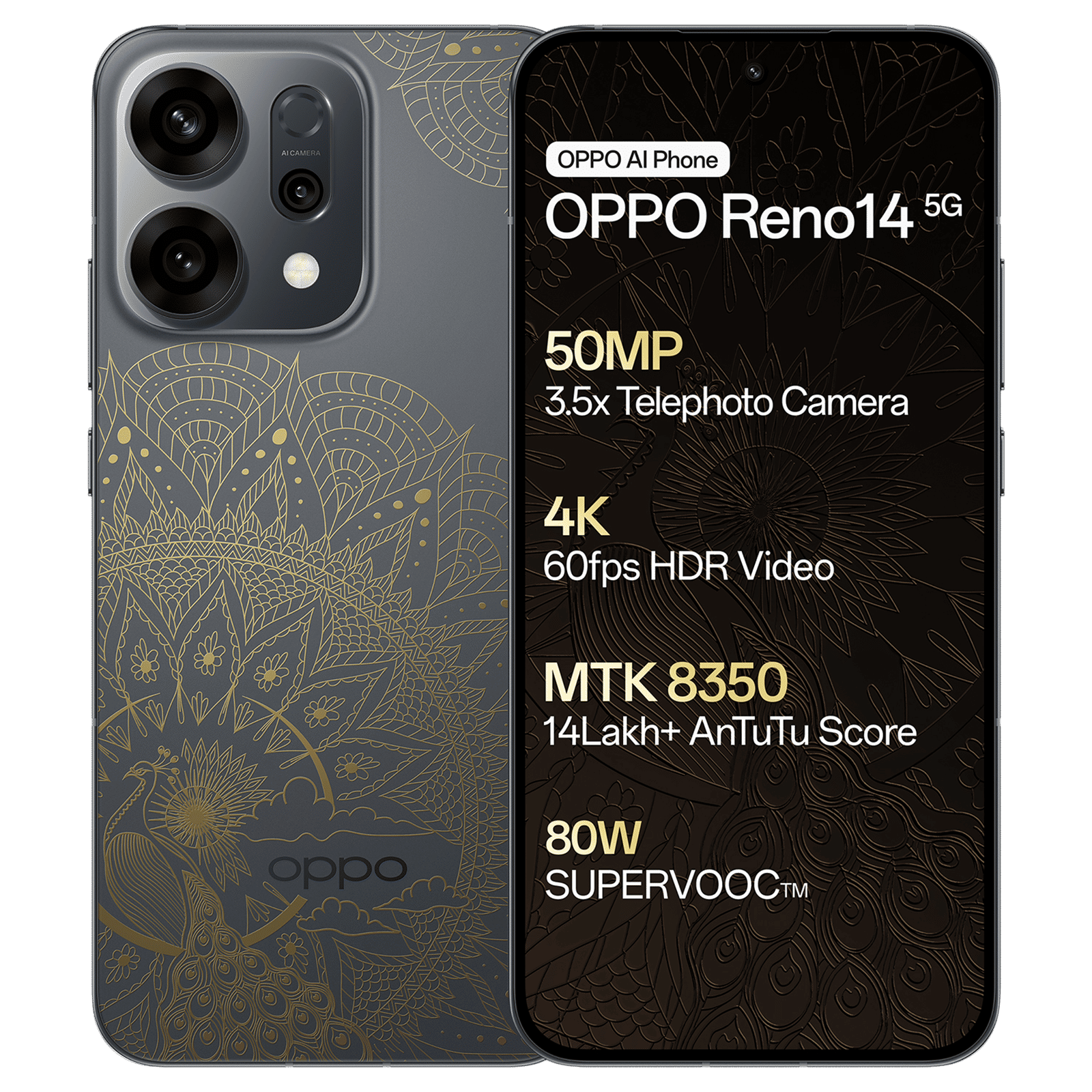 Buy oppo Reno 14 5G (8GB RAM, 256GB, Diwali Gold) Online - Croma
